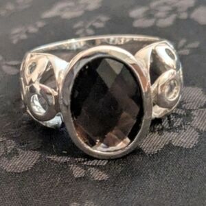 925 Solid Sterling Silver Smokey Quartz Ring Size 9